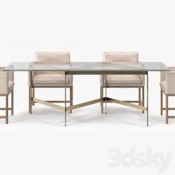 3D model BassamFellows Plank Dining Table & Dining Side Chair