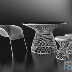 3D model Tables and chairs with mesh base