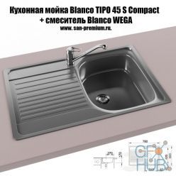 3D model Blanco Tipo 45S sink and Blanco WEGA fauset