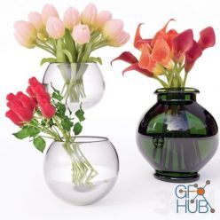 3D model Three different bouquets