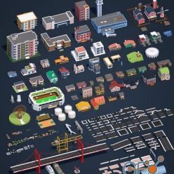 3D model CGTrader – Low Poly City Pack 2 Low-poly 3D models