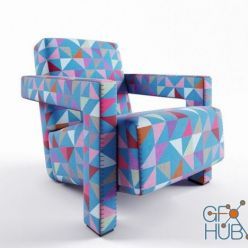 3D model Cassina armchair in retro style