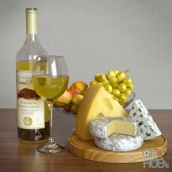 3D model White wine and cheese set (max 2011, fbx)