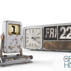 3D model Retro clock and calendar