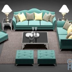 3D model Turquoise living room furniture