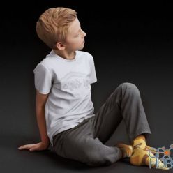 3D model Casual sitting boy (3d-scan)