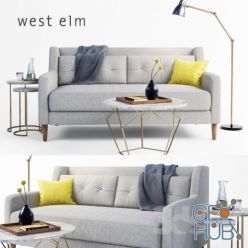 3D model West elm sofa and table