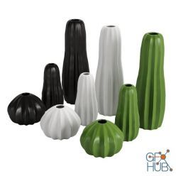 3D model Stylized Ceramic Cactus Vases