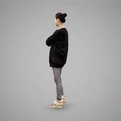 3D model Girl in a sweater and gray jeans