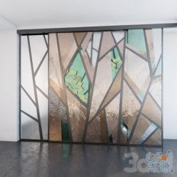 3D model Sliding partitions with stained glass