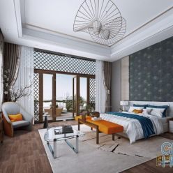 3D model Bedroom Interior of the Hotel 002