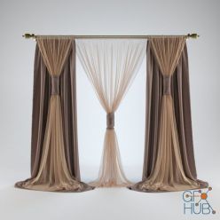 3D model Curtains with tulle (max, obj)