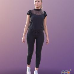3D model Elena girl in dark jeans and a blouse