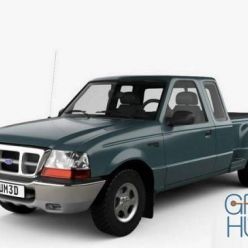 3D model Ford Ranger (NA) Extended Cab Flare Side XLT 1998 car