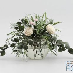 3D model Bouquet of roses and grass