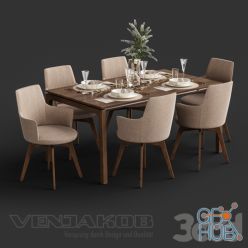 3D model Venjakob furniture set with tableware ZARA HOME