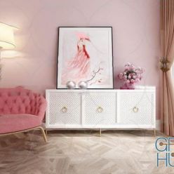 3D model Stand with pink armchair 47