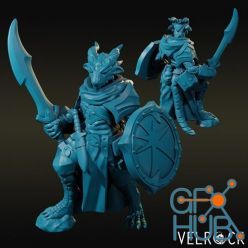 3D model Male Dragonborn Cleric of Tamara with Scimitar and Shield NOW – 3D Print