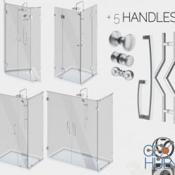 3D model Corner glass shower enclosures, constructor and handle set