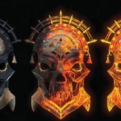 3D model Flame Skull Shield PBR