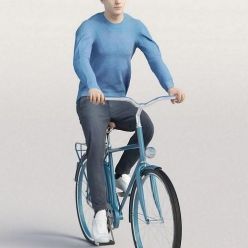 3D model Casual man in blue sweater cycling