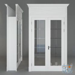 3D model Classic door, glass, white