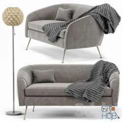 3D model Stella Mid-Century Loveseat Urchin Rattan Floor Lamp