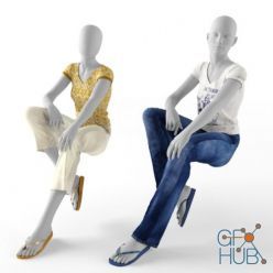 3D model Sitting female mannequin