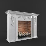 3D model Fireplace white marble portal