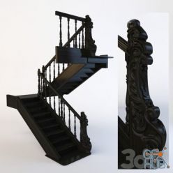 3D model Classic Wooden Staircase