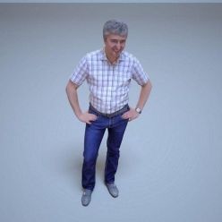 3D model Old man in a shirt and jeans