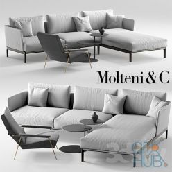 3D model Molteni Chelsea sofa, Molteni d153 Armchair