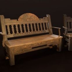 3D model Wooden bench PBR