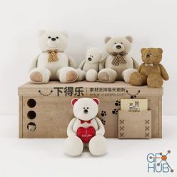 3D model Teddy bears with box