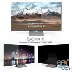 3D model Sony 4K HDR TV