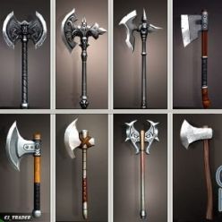 3D model CGTrader – Fantasy Axe Collection Pack Low-Poly 3D Model