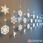3D model Decoration with ballerinas and snowflakes