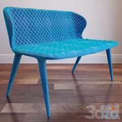 3D model Modrest Astoria Blue Fabric Dining Bench