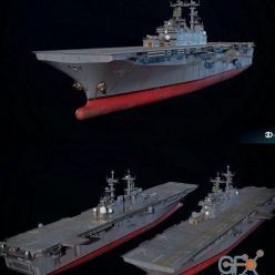 3D model USS Wasp LHD-1 Aircraft Carrier PBR