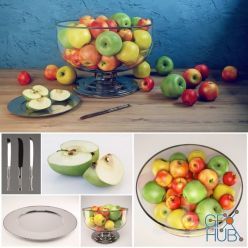 3D model Apple set with Durban Centerpiece Bowl and Durant Beaded Charger