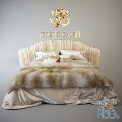 3D model Roberto Cavalli bed with fur plaid