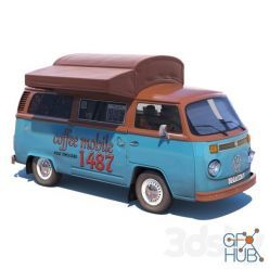 3D model Street coffee minivan Volkswagen T2