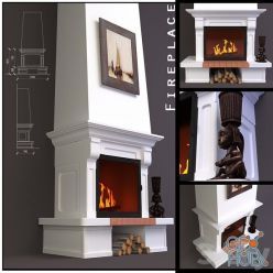 3D model Fireplace wall