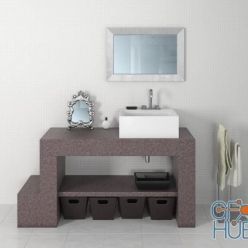 3D model Stone stand with square sink