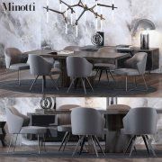 3D model Furniture set with chair Aston by Minotti