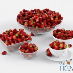 3D model Strawberry in a bowl