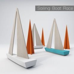 3D model Sailing boats and buoys