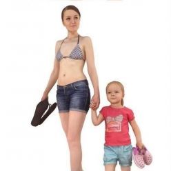 3D model Mom and daughter Full Body scanned