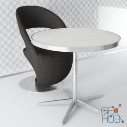 3D model Modern chair and round table
