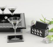 3D model Martini glasses, casket and tray